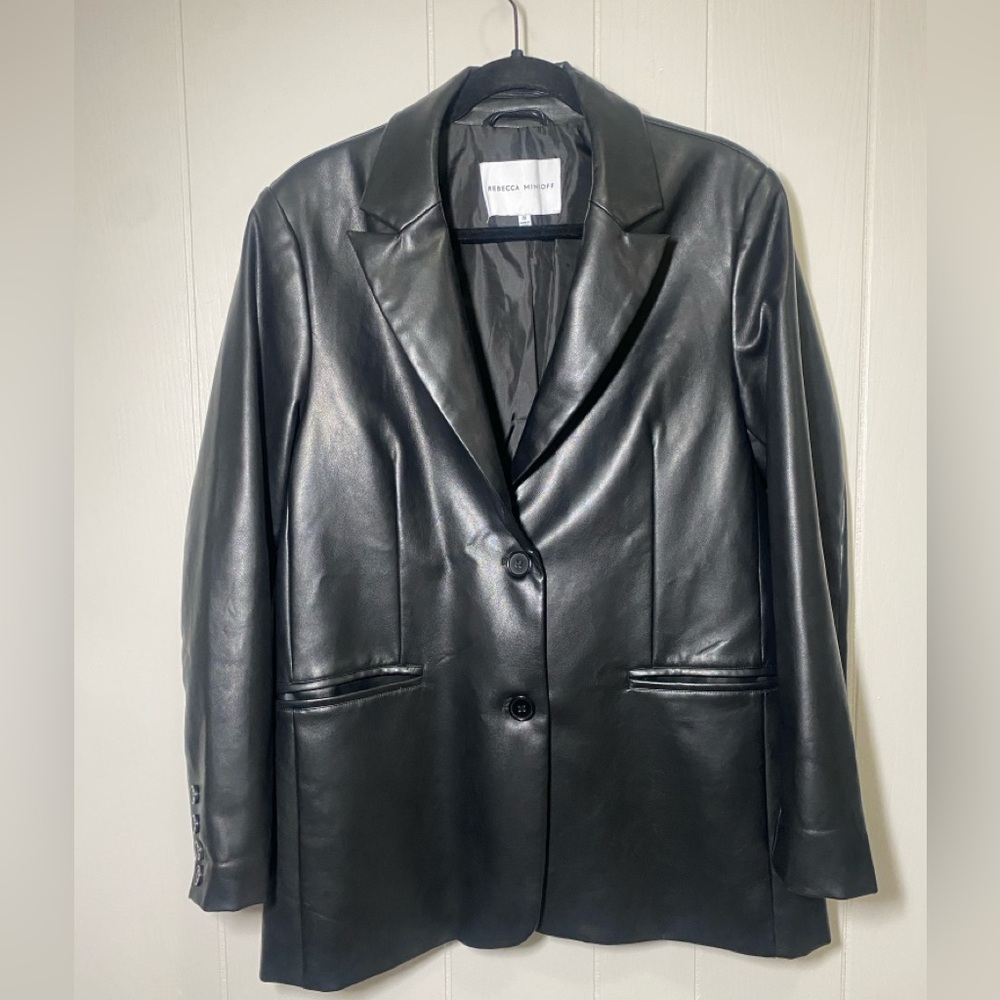 Rebecca Minkoff Black Faux Leather Blazer Jacket Medium